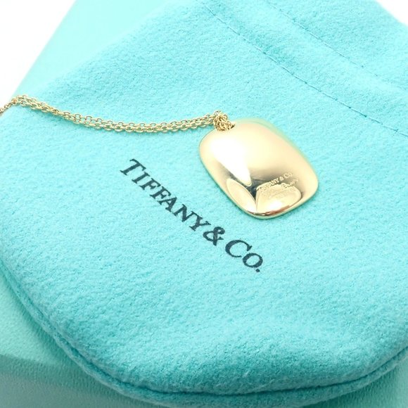 Tiffany & Co 18k Yellow Gold Rectangle Concave Disc ID Necklace - Picture 7 of 10